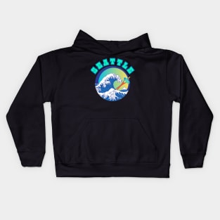 Seattle Great Wave Style Kids Hoodie